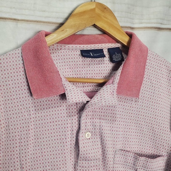 Daniel Cremieux Golf Polo Mens Large Pink Cotton Polka Dot Casual - Picture 3 of 9